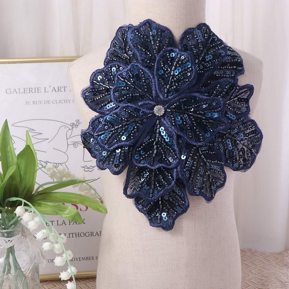 DIY Clothing Brooch Flower Multi-layer Appliques Embroidered Large Size Clothing Patches Sequin 3D Clothing Applique Dressmaking
