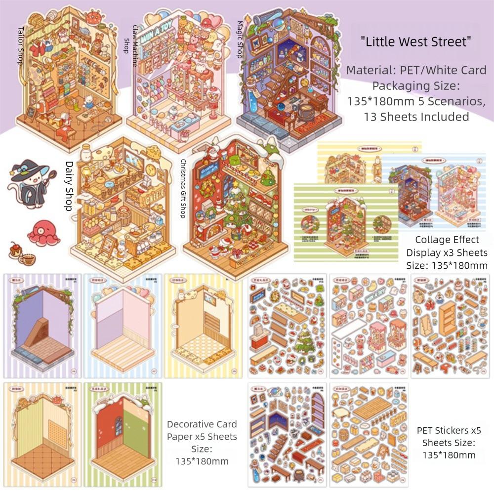 Visual Stacking 3D Landscape Sticker PET DIY Toy Game Stickers  Children Gift