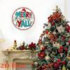 Vintage Metal Tin Sign 8x8 Inch Round Wall Art Retro Merry Christmas Decoration for Home Kitchen Party Hanging