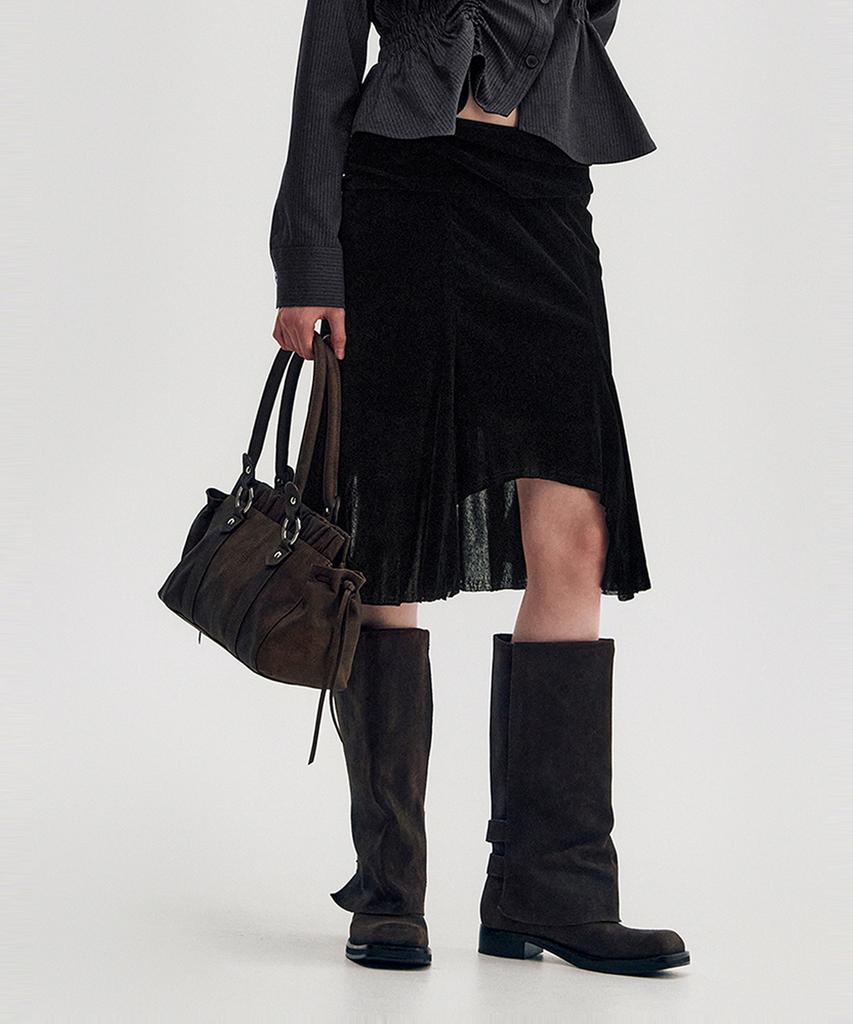Kimjisu Velvet Jersey Gored Skirt _ Black
