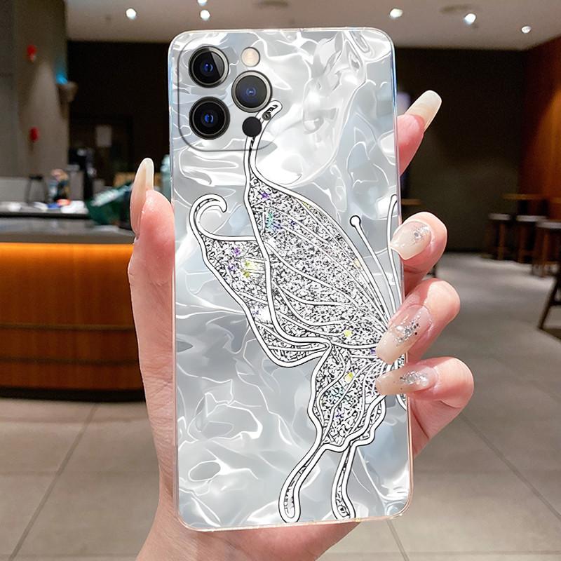 

For iPhone 12 12Pro 12ProMax Case Luxury Fashion Butterfly Flower Clear Soft TPU Silicone Cover For iPhone 12 Pro Max Phone Case iPhone 12(6.1)