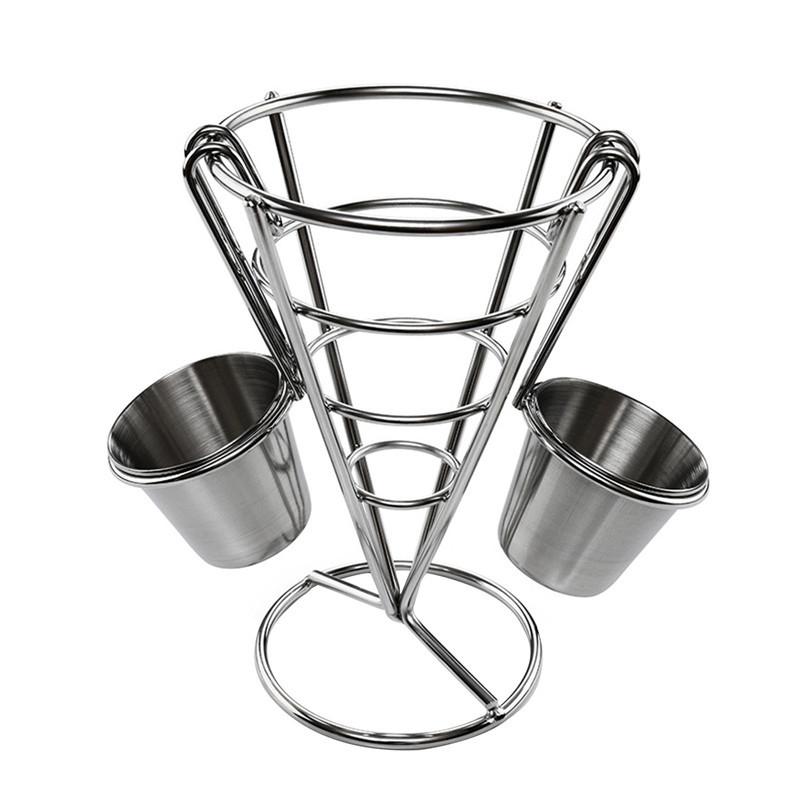 Stainless Steel French Fry Rack Dipping Bowl Snack Bowl Cake Display Rack Cone Shaped Food Storage Rack Dessert Plate Cake Stand