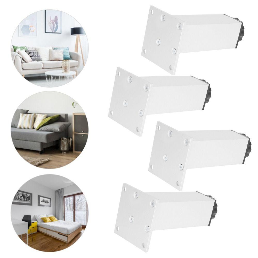 4pcs Wearresistant Aluminium Alloy Furniture Leg Square Silver Sofa Leg Adjustable Cabinet Foot Wardrobes
