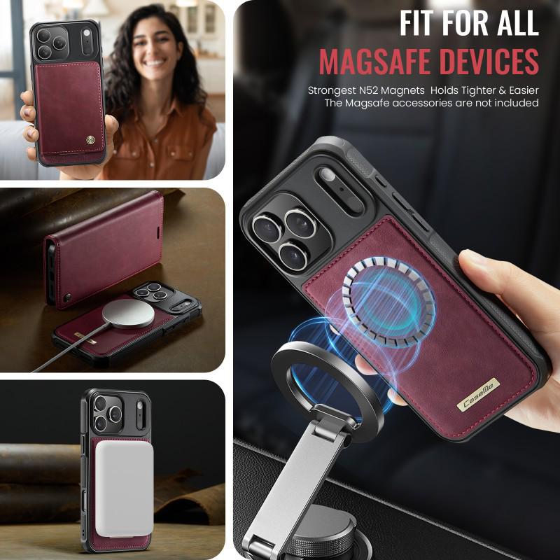 Magnetic Leather Wallet Case for iPhone 16/17 Pro Max (MagSafe Compatible)
