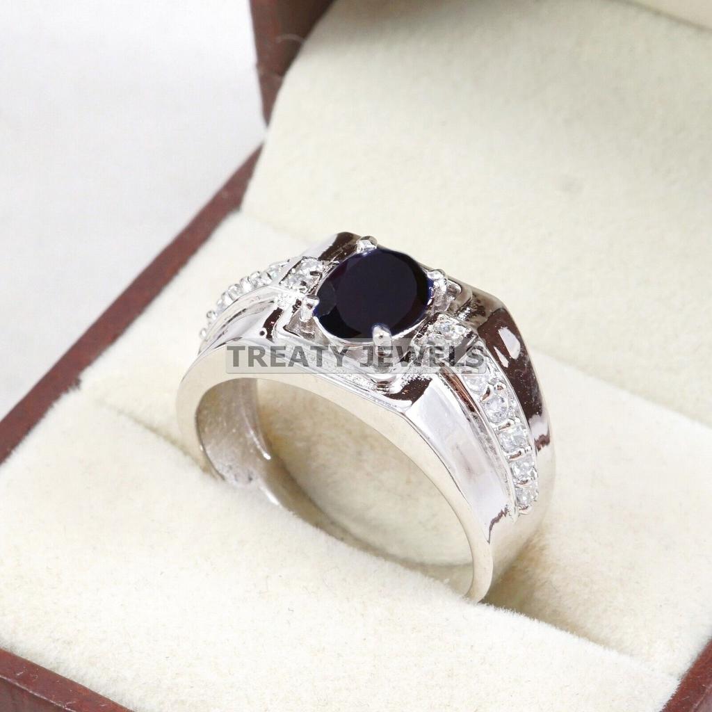 Black Onyx Oval Cut Gemstone With 925 Sterling Silver Ring For Men's #A827 JL375666927189