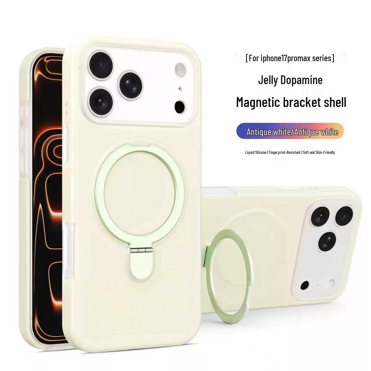 Jelly Magnetic Stand iPhone 17 Pro Max Liquid Silicone Full Coverage Case iPhone15PRO MAX
