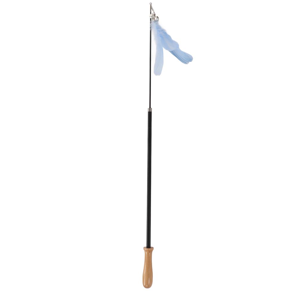 Cat Teaser Wand Retractable Interactive Cat Feather Toy with Bell for Cat KittenBlue