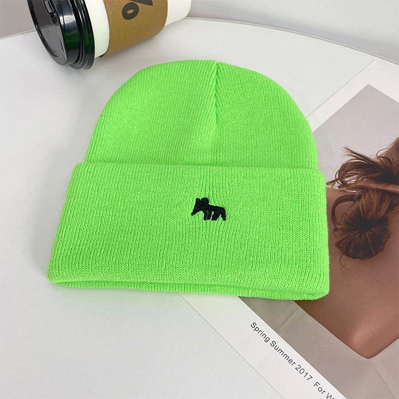 Embroidered butterfly knitted hat women's warm cold hat big head circumference ear protection pullover hat versatile bag head wool hat