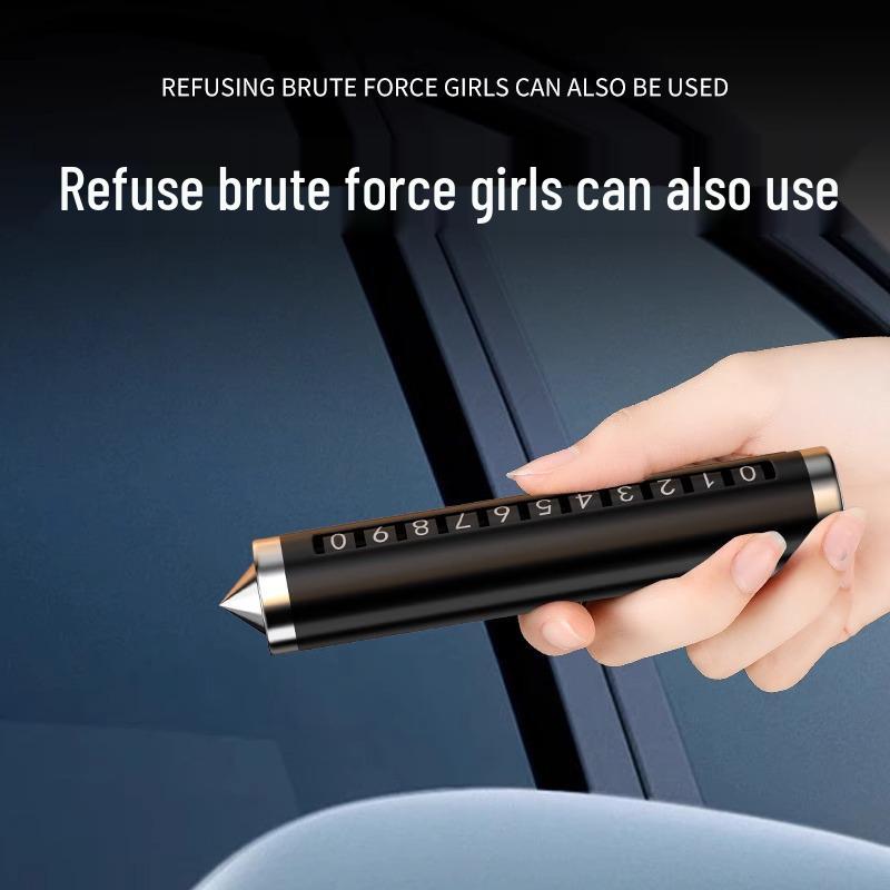 Car Safety Hammer with Temporary Parking Phone Number Plate