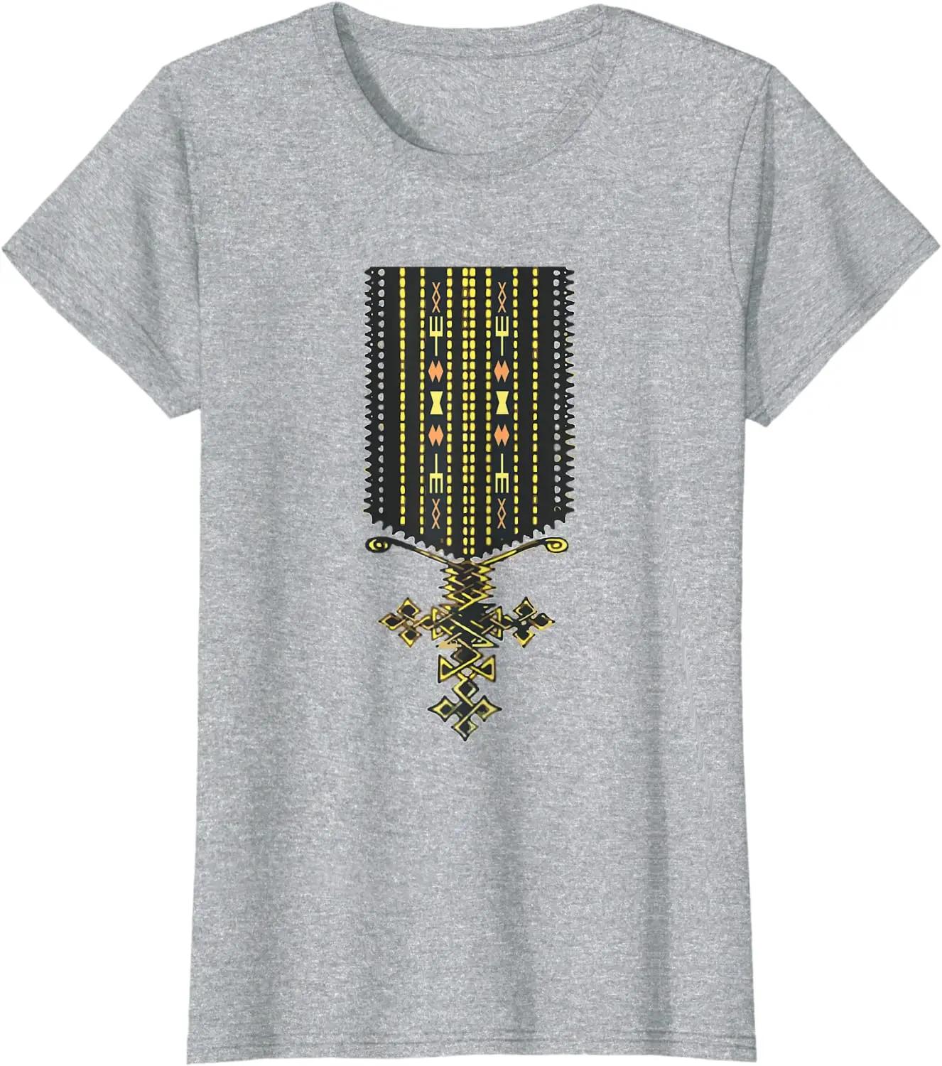 Ethiopian Traditional Style Eritrean Cross TShirt 100 Cotton ONeck Short Sleeve Summer Casual Mens Tshirt Streetwear S