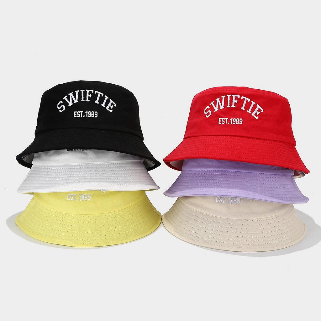 New SWIFTIE embroidered bucket hat trendy summer fashion fans fan hat couple sunscreen basin hat breathable