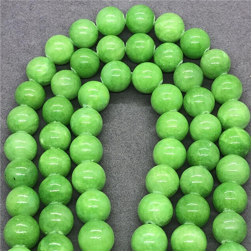 Přírodní kámen Drahokam Tráva Zelený Chalcedon Sypké korálky Šperky Kulaté korálky