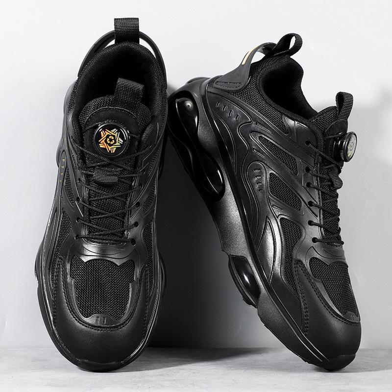 Black air cushion sneakers men's autumn and winter velvet new ultra-light sports dad shoes men's running shoes