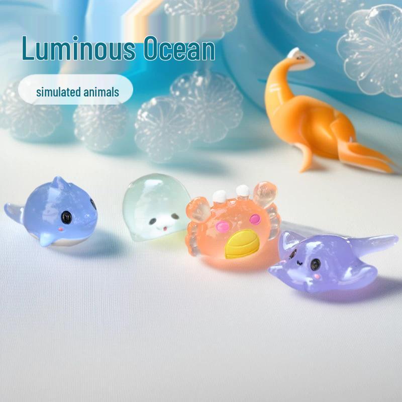 Moss Micro-Landscape: Luminous Marine Animal Figurines for Fish Tank Decoration
