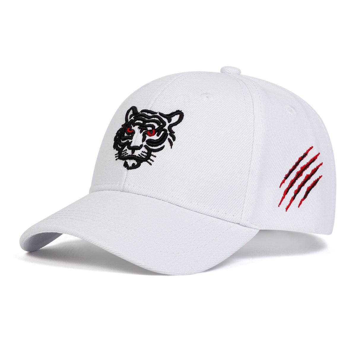 

Детская бейсболка из хлопка с вышивкой тигра для мальчиков и девочек, весенние и осенние уличные шляпы, модная кепка для отдыха с защитой от солнца, кепка в стиле хип-хоп белый