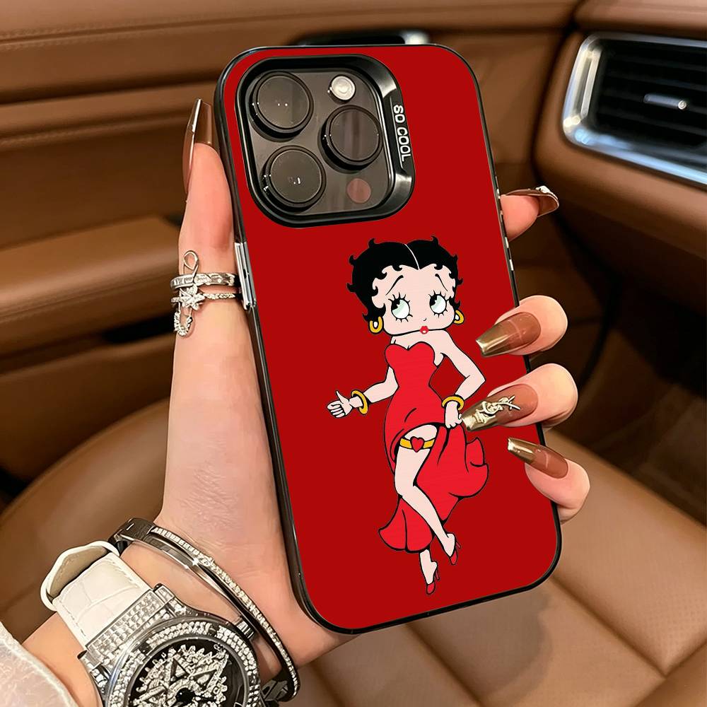 B-Betty Cute B-Boop Phone Case For iPhone 17,16,15,14,13,12,11 Plus Pro Max Colored Silver Phone Case iPhone12Pro