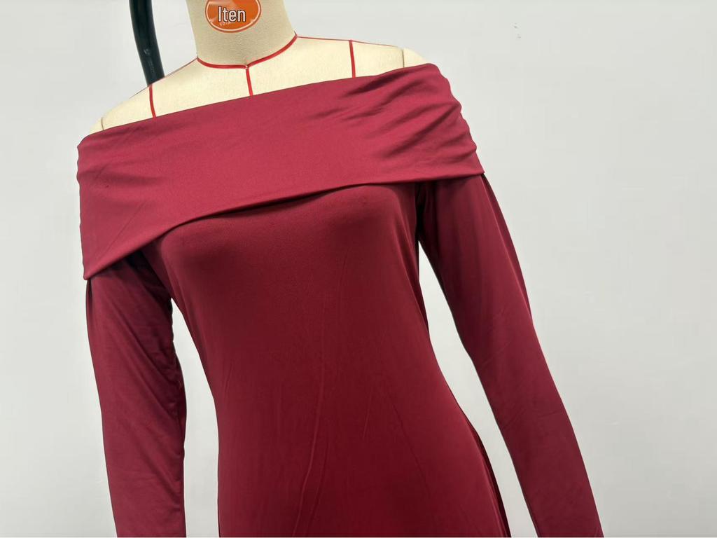 2025 Elegant Off-the-Shoulder Cross Backless Long Dress for Women – Sexy European & American Evening Wear