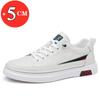 Spring Men Flat/5cm Elevator Shoes Leisure Men Loafers White Soft Leather Moccasins Height Increase Taller Shoes Man Sneakers