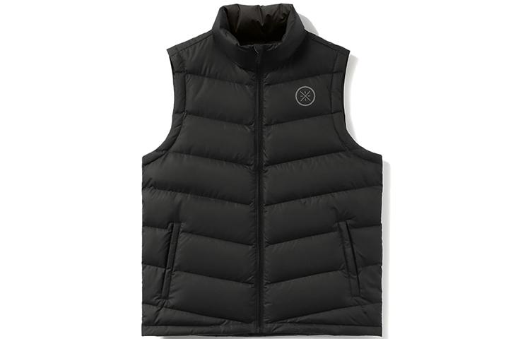 Li Ning Sports Fashion Collection Down Vests Men s Black Stand Collar Moderate Urban Techwear AMRR063-5 XXL