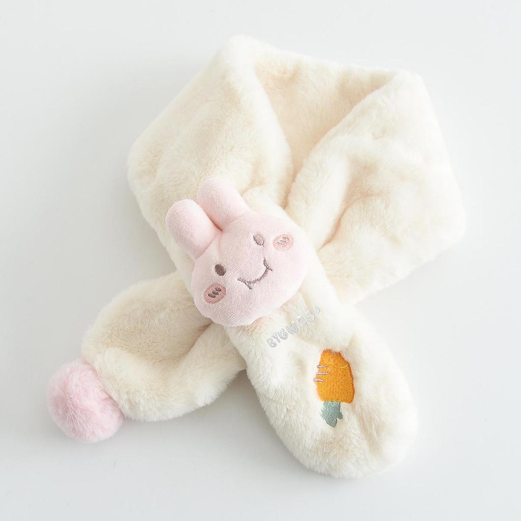 Dziecięcy Pluszowy Szalik z Kreskówkowym Królikiem: Wiatroodporny komin jesienno-zimowy