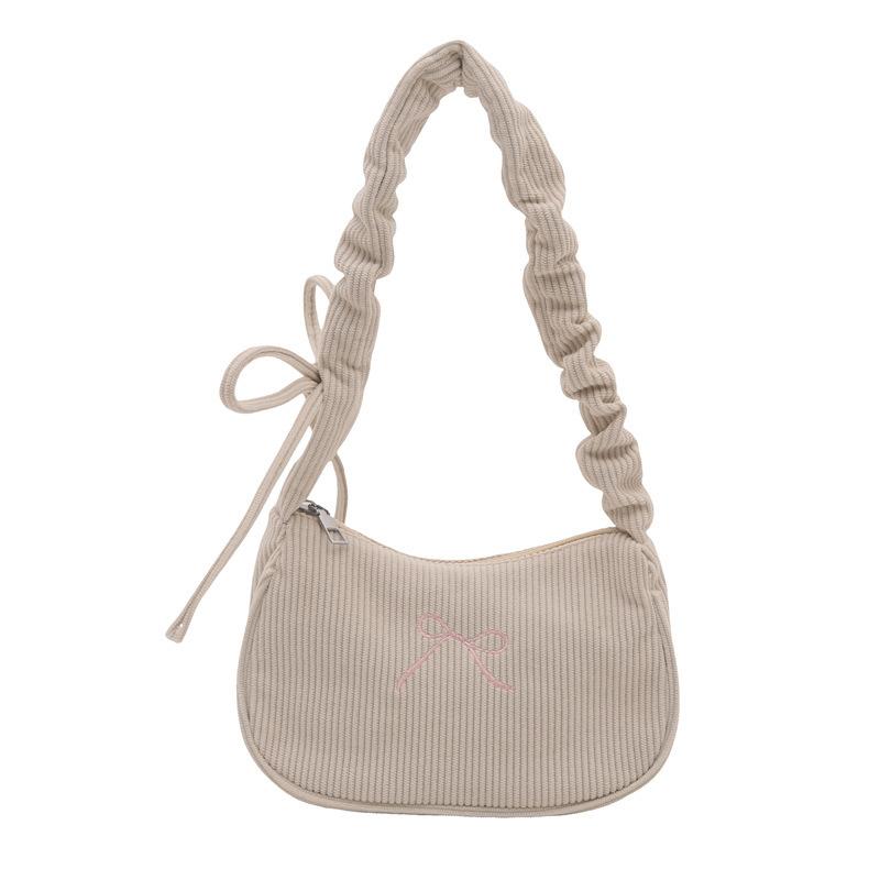 

ins fashion pleated portable small square bag women s bag 2025 spring new embroidered bow shoulder bag trendy armpit bag білий