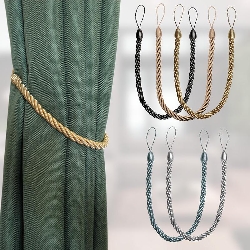 1Pair Handmade Weave Curtain Tieback Gold Curtain Holder Clip Buckle Rope Home Decorative Room Accessories Curtain Tie Backs