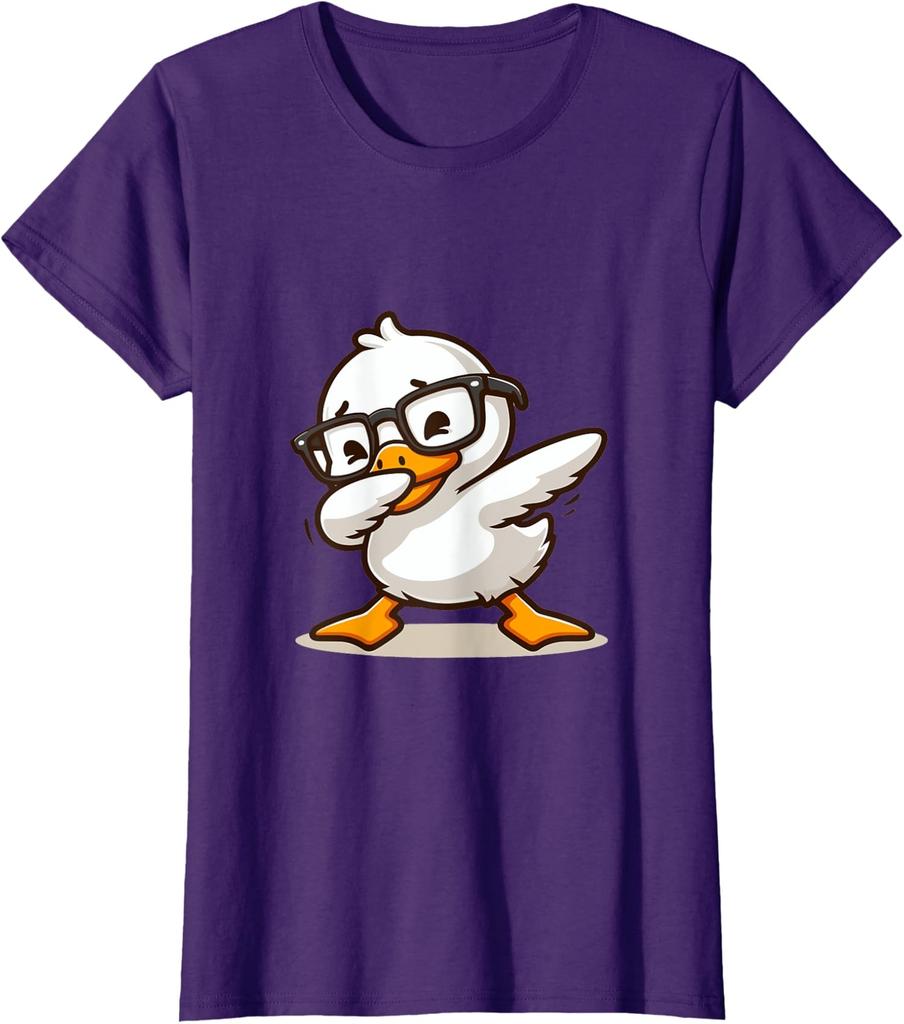 Vintage Cool Duck With Funny And Cute Glasses Duck Ladies' Crewneck T-Shirt
