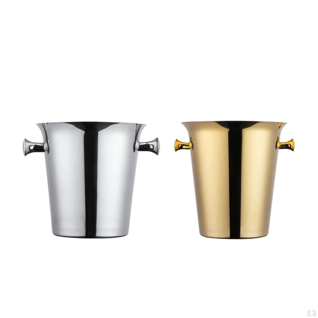2L Edelstahl-Eiskübel-Set mit Griffen, Geeignet für Wein, Bierflaschen, Getränke, Kaffee