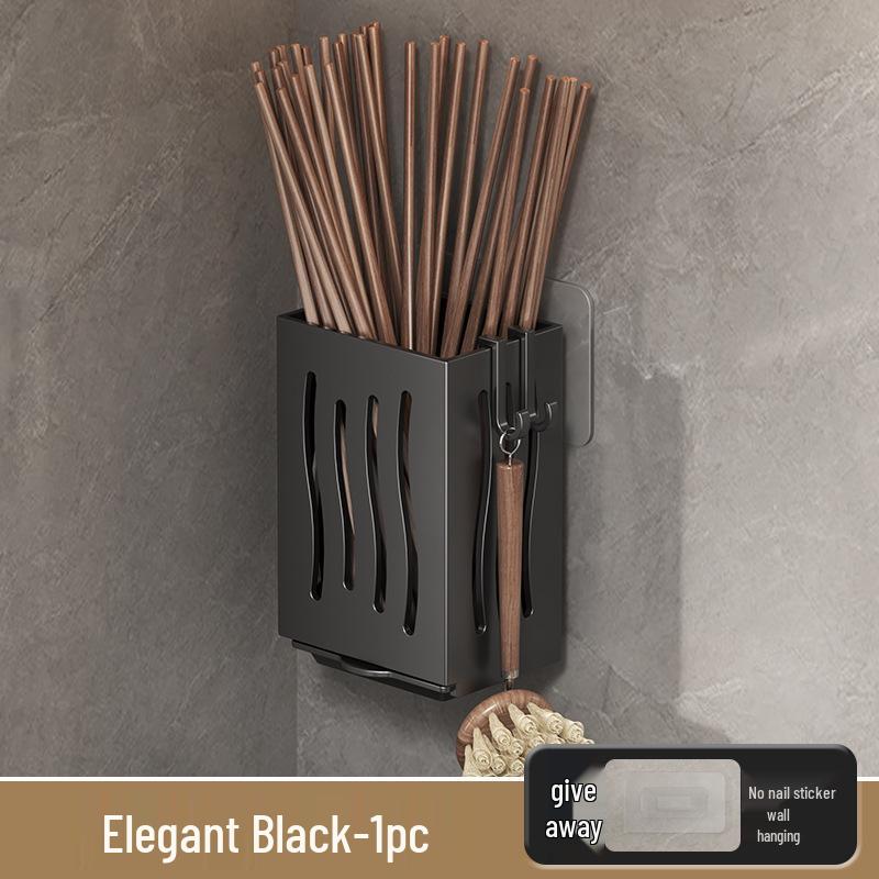 Wall-Mounted Breathable Chopstick & Spoon Holder with Drainage