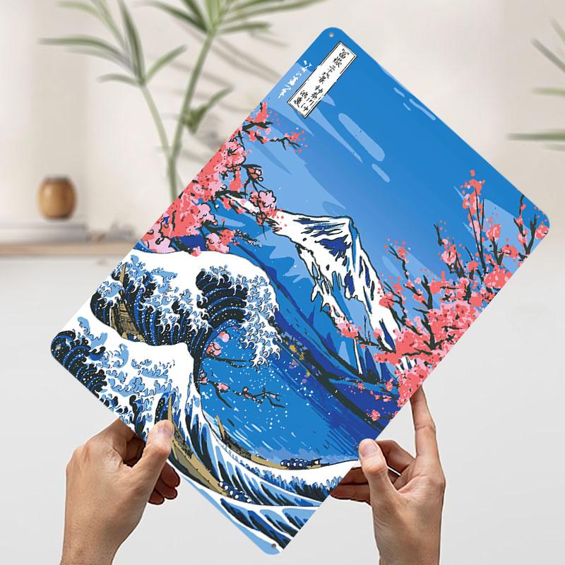Beautiful Great Wave Poster Customized Wall Art Vintage Metal Signs Retro Tin Plaque for Man Cave Modern Home Decoration Luxury