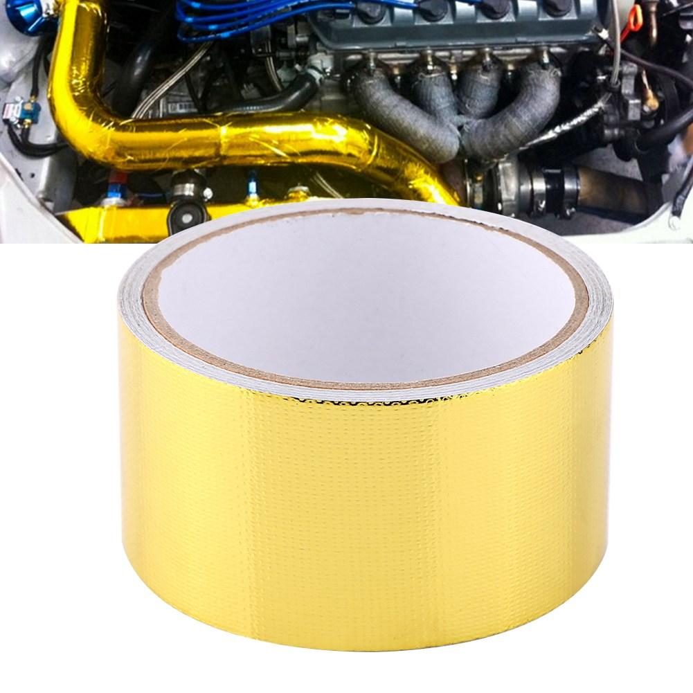 1 Roll Car Aluminum Foil Adhesive Reflective Heat Shield Resistant Wrap Tape 2" x 16Ft Gold