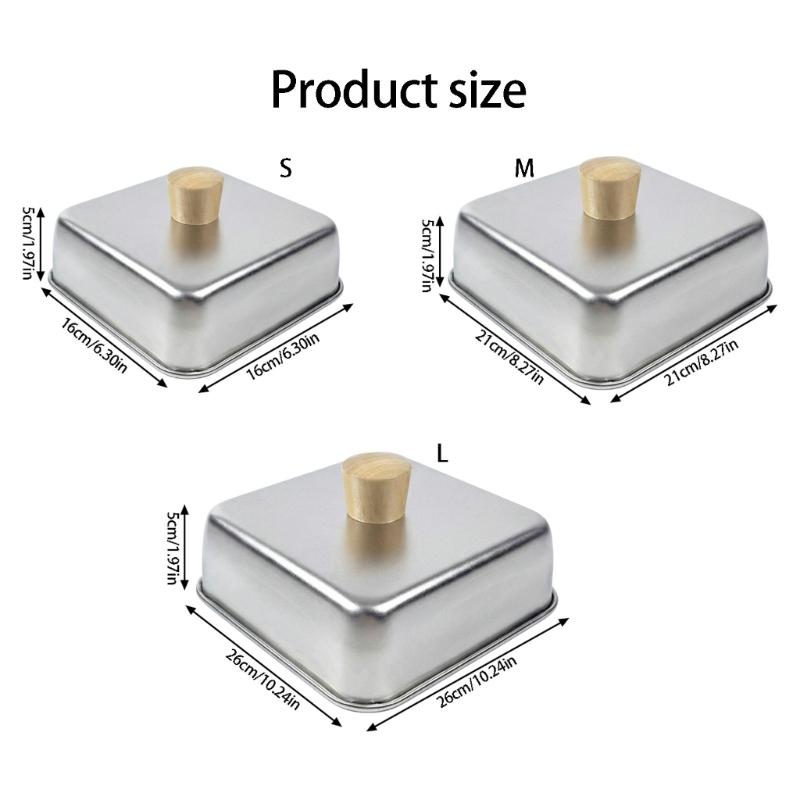 Cheese Melting Dome Wood Handle Stainless Steel Cooking Cover For Steak Frying And Barbecue Accessories