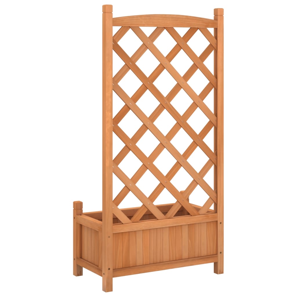 Vidaxl Planter with Trellis, Brown, Solid Fir Wood