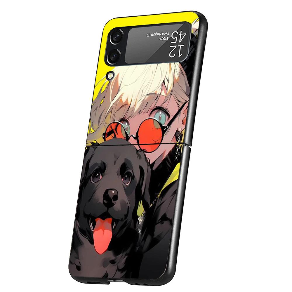 

Cute Anime Ins Girls Animal Cat Cover Phone Case For Samsung Galaxy Z Flip 7 6 5 4 3 5G Flip7 Flip6 Flip5 Flip4 Flip3 Black Fund Samsung Z Flip 3