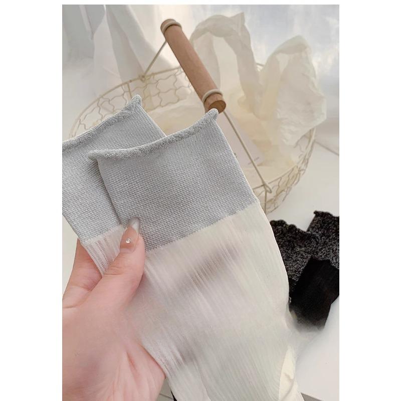 Women's Summer Ultra Thin Ballet Wind Drum Crystal Pile Socks