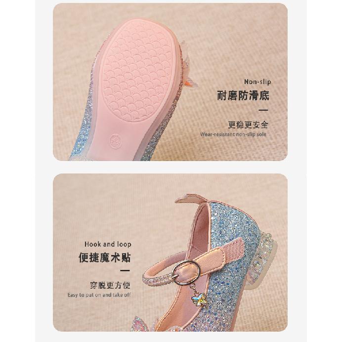 Girls Princess Shoes Little Girls Small High Heels Leather Shoes Bow Soft Bottom fashion Performance Shoes Spring and Autumn Crystal Shoes
