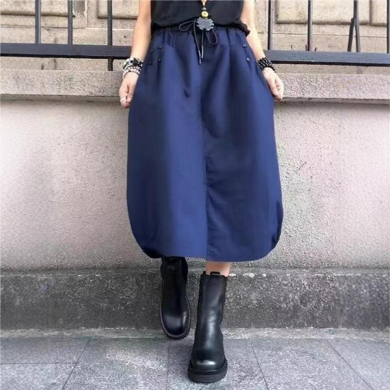 YYFS Women's Solid Color Print Casual Summer Spring Skirts
