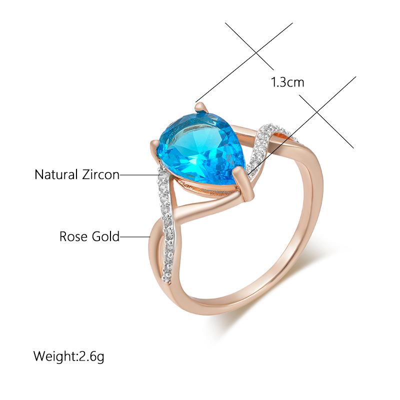 Shiny Blue Water Drop Zircon Ring For Women Silver Color Fine Jewelry Party Wedding Ring Gift