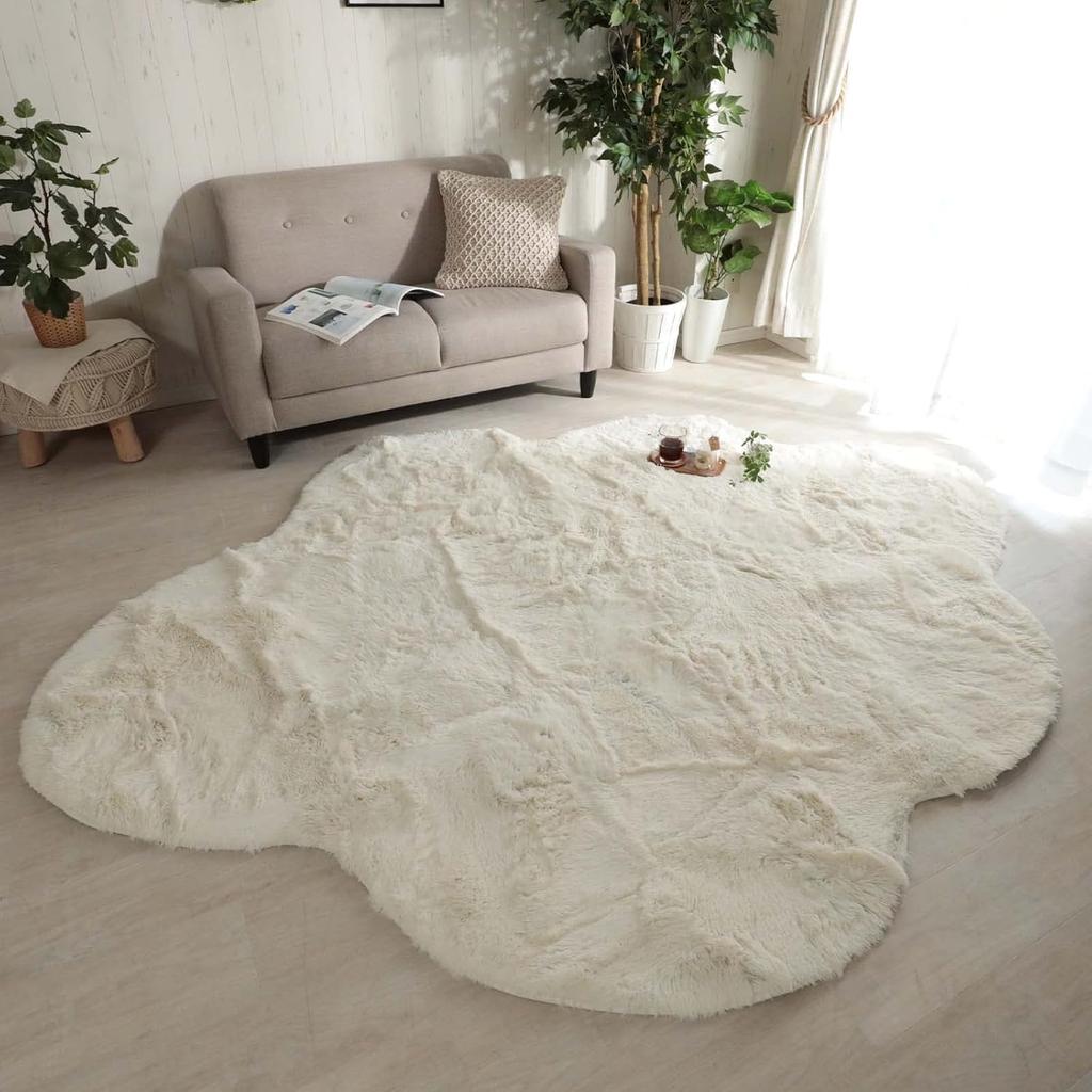 Glam Style Washable Odor Snow Rug, Non-Slip, Antibacterial, Resistant, All-Season, Cloud-Shaped, 130x170cm,