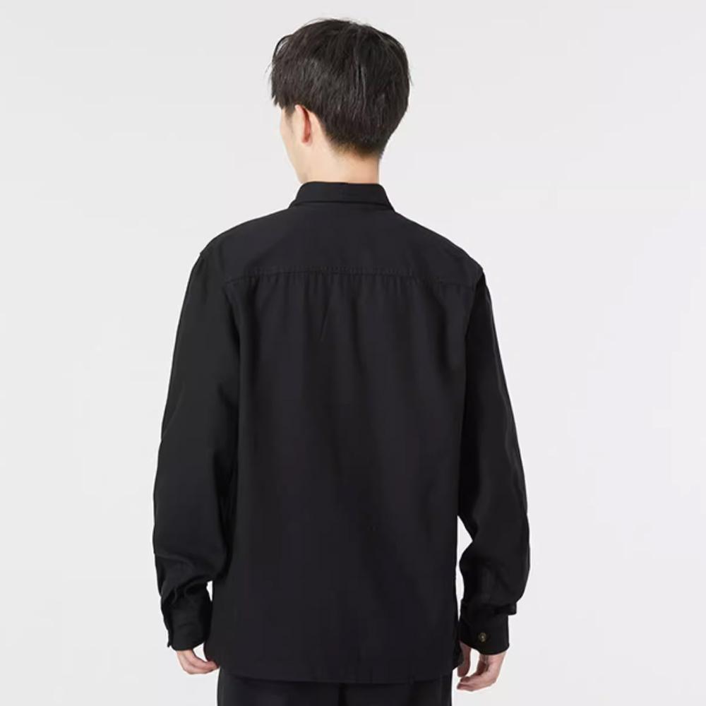 Timberland Solid Color Polo Logo Label Sports Casual Long Sleeve Shirt Men Shirts Black A5Y9N-001