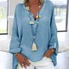 Women V-Neck Long Sleeve Pullover Tops Solid Color Loose Fit Mid-length Casual Lightweight Tops Streetwear