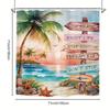 4Pcs Bathroom Shower Curtain Set Colorful Tropical Palm TreesPattern Bathroom Curtain With 12 Hooks Non Slip Rugs Toilet Cover Mat Bathroom Partition
