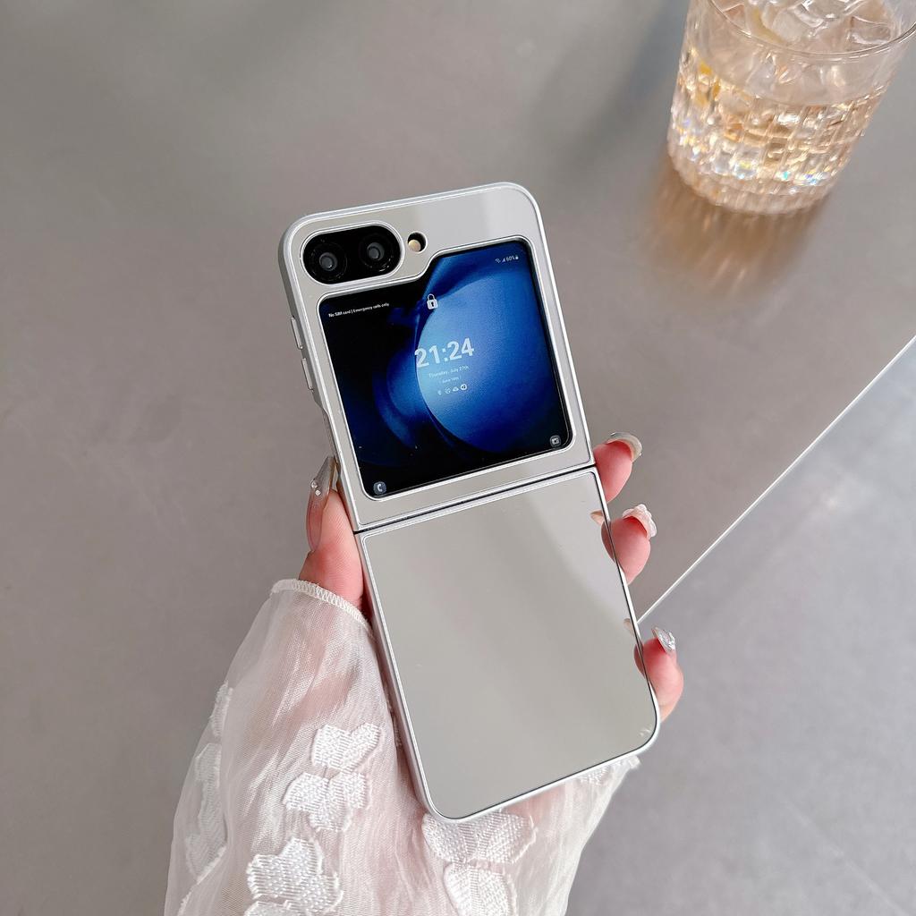 Suitable for Samsung Z Flip7 Mobile Phone Case Zflip 3 4 5 6 Folding Protective Case Simple PC Mirror Case