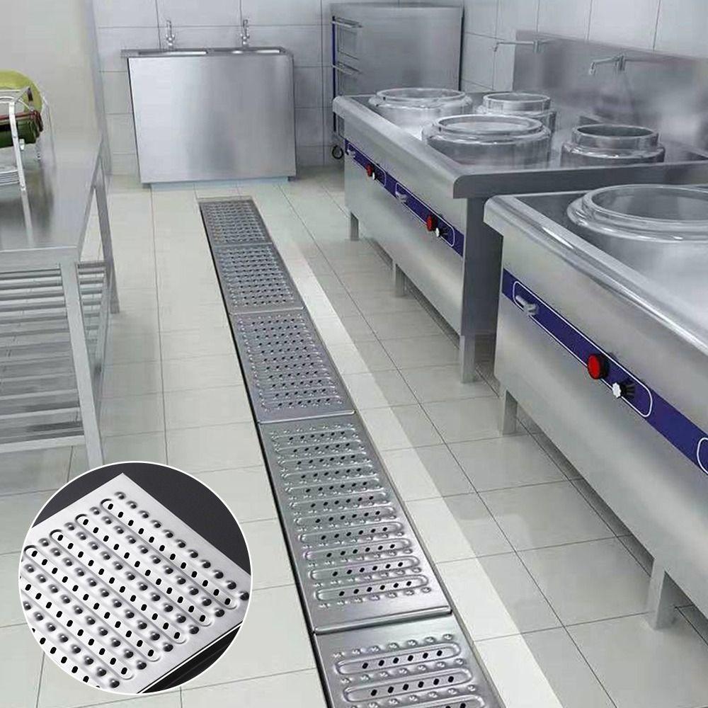 

Stainless Steel Bathroom Sink Strainer Cover 10/15/20cm Linear Floor Drain Outdoor Courtyard 10*58cm