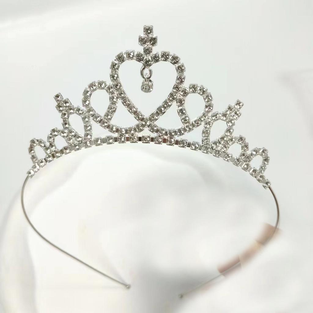 Crown Tiara Children's Little Princess Cute Girls Hair Accessories Crystal Diamond Crown Birthday Performance Accessories Hairband Hairpin