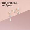 3PCS Stainless Steel Blue Opal Stone Flower Bowknot Petal Piercing Earrings Set For Women Statement Earring Party Jewelry aretes