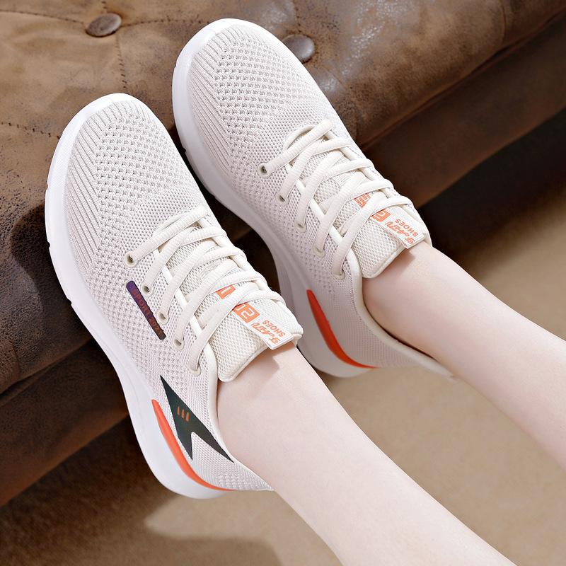 Womens Breathable Mesh Running Shoes Soft Platform Sneakers Lace Up Casual Walking Sports Shoes Lightweight Tenis Feminino