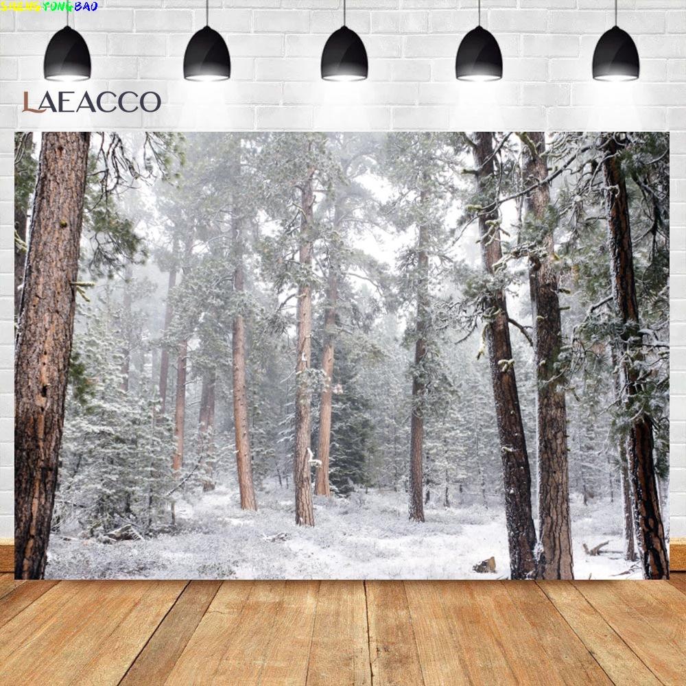 Old Tree Forest Winter Snow Park Outdoor Scenic Photography Backdrop Christmas Photographic Background Photocall Photo Studio