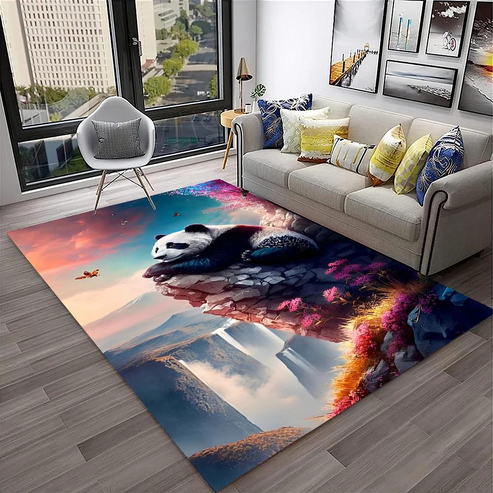 3D Cartoon Cute Panda Animal Child Play Carpet Rug for Home Living Room Bedroom Sofa Doormat Decor,Area Rug Non-slip Floor Mat
