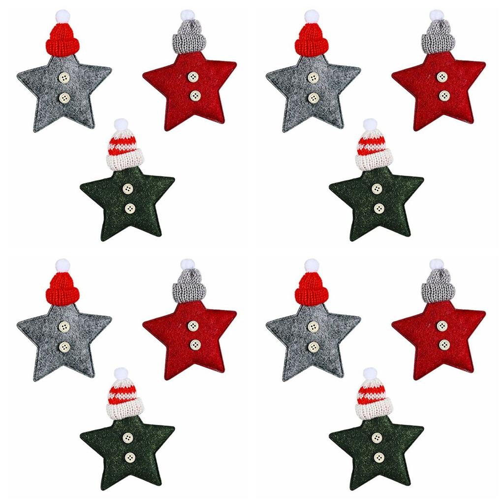 Handmade Crafts Knitted Hat Wool Felt Christmas Tree Decoration Hanging Pendant Ornaments Stars